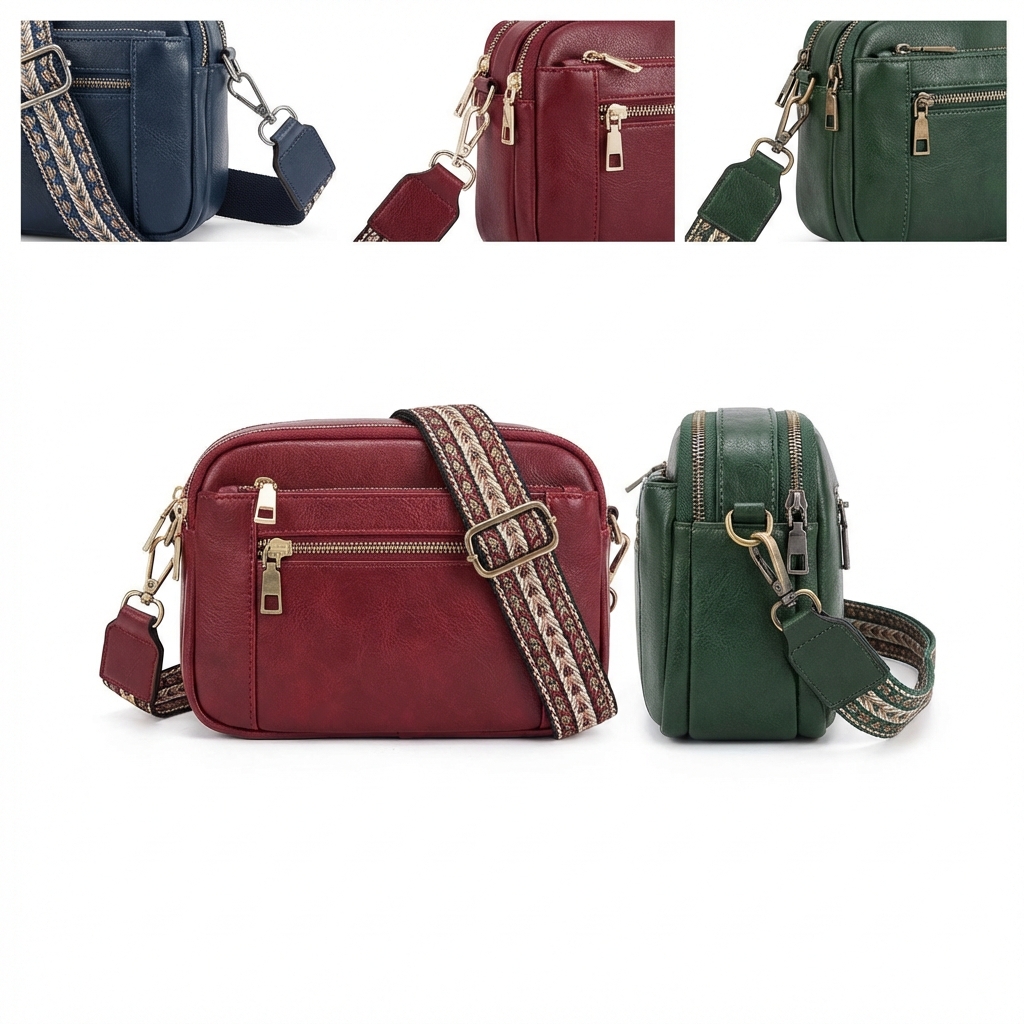 Eco-Chic Adjustable Vegan Leather Crossbody Bag