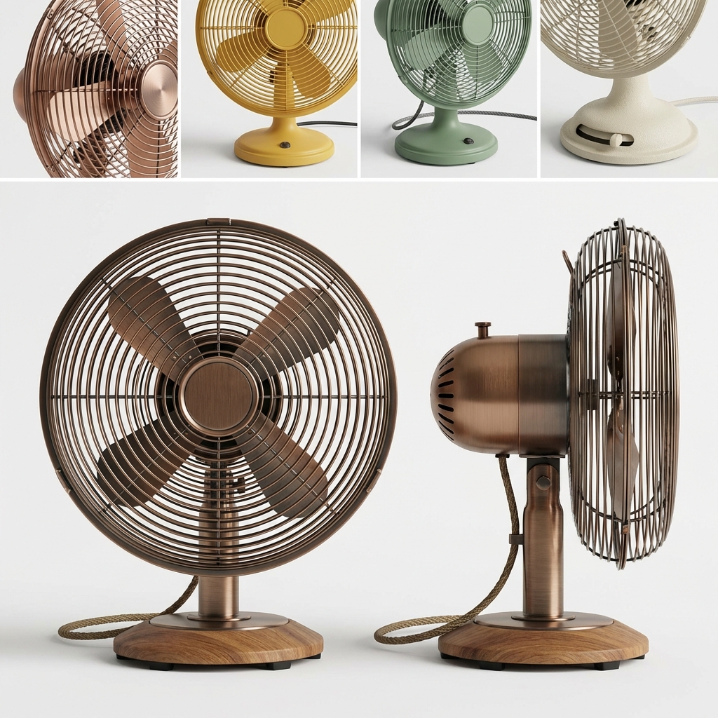 Classic Vintage Metal & Wood Desk Fan