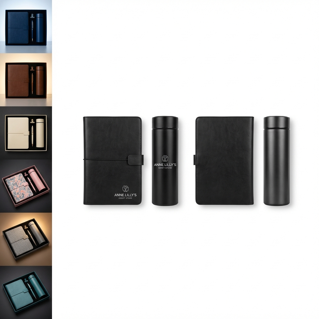 Anne Lilly's Premium Leather Notebook & Thermos Gift Set