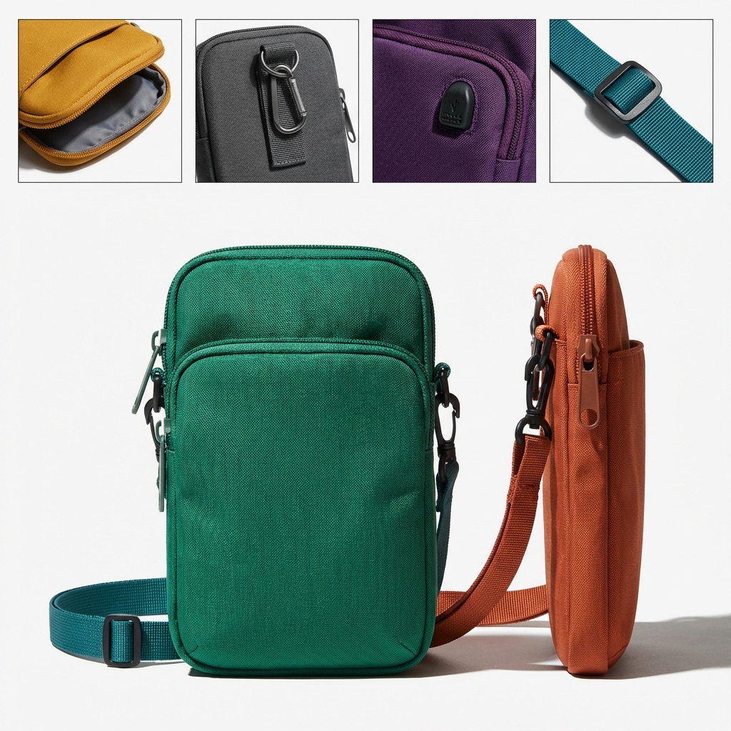 Detachable Strap Mini Pouch with Headphone Port